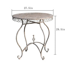 FENOKD Old Iron Table and Chair Set Suitable for Patio Patio Backrest Outdoor Coffee Table Home Gardening Decoration Exquisite Pattern 27.5 Inches Retro White