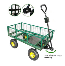 Garden Cart on Wheels Heavy Duty Garden Dump Cart Utility Wagon with Removable Sides, for Lawn Garden Farm