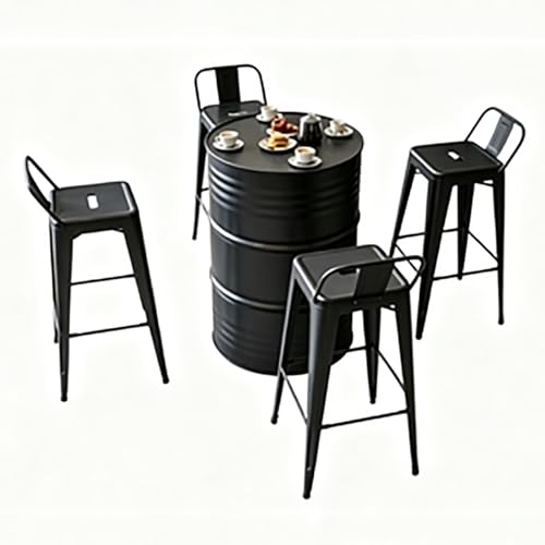JOSOGO Patio Table and Chair Set, Weather Resistant Outdoor Bistro Set, Lightweight Portable Dining Furniture for Garden Porch Backyard Yard(Black 1A4B)