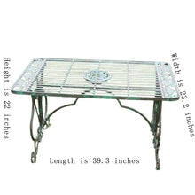 FENOKD Old Tables and Chairs Suitable for Courtyard Outdoor Double Backrest Table and Chair Set Coffee Table Coffee Table Iron Material Home and Garden Decoration 38.9 Inches Retro Green (Table)
