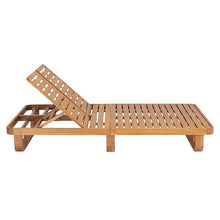 Christopher Knight Home Double Acacia Wood Chaise Lounge with Dual Adjustable Backrests, Patio Outdoor Chaise Lounge, Wooden Sunbathing Pool Lounger, 1Pcs Set, Natural (Frame Only)
