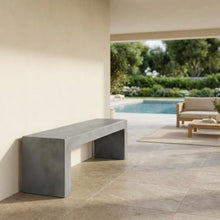 Outdoor EscapeGray Concrete Outdoor Bench, Fibre Reinforced Cement, Water-Based Acrylic Finish, 55-Inch, Seats 3, Contemporary Design