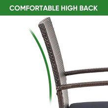 SAILARY Outdoor Wicker Patio Dining Chairs with Padded Cushions Set of 4: Porch Rattan Chairs Club Chairs with High Back and Deep Seating 350lbs, Brown