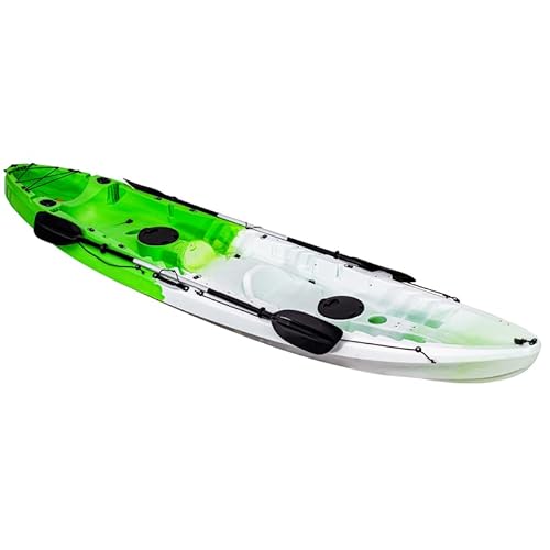 ProMaintain 12.4FT Sit on Top Fishing Kayak for 2-3 Adults with Paddle & Seat, 600LBS Capacity, Green White