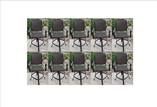 Santa Clara Outdoor Patio 10 Swivel Barstools 30" H Dark Bronze Cast Aluminum