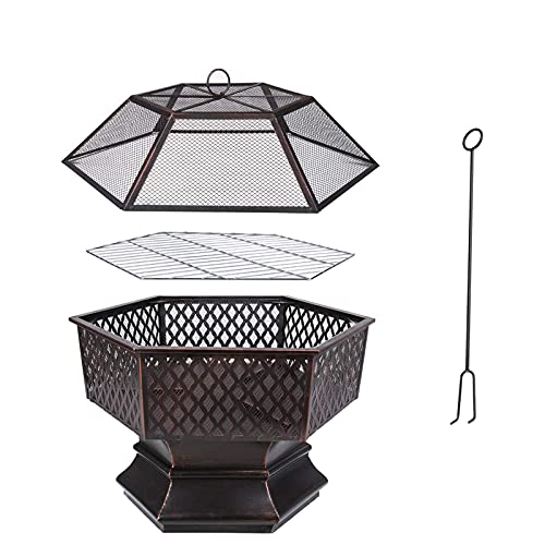 SLGGPJBU Outdoor Fire Pits BBQ Grill Firepit Bowl Outdoor Garden Fire Pit Outdoor Heaters 2 in 1 Fireplace for Bonfire Barbecue in The Wild for Camping Picnic Bonfire