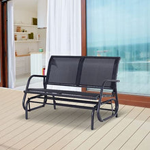HIHELO Outdoor Rocker Garden Bench Loveseat Sofa Bench Perfect for Garden Patio Front Porch Back Yard - Dark Grey/Beige (Color : Brass)