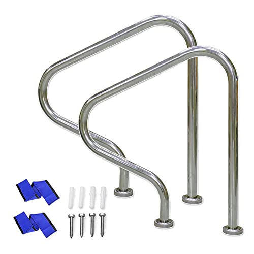 BSNANCA Pool Hand Rail Pool Handrails Pool Grab Rail Safety Swimming Pool Entrance Handrails Easy Mount Rustproof Pool Stair Railing 440Lbs Load Capacity, 304