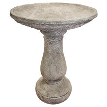 Solid Rock Stoneworks Classic Oval Concrete Birdbath – 24” Tall Outdoor Garden Accent – Heavy-Duty Handcrafted Cement Bird Bath – Weather Resistant Yard Décor – Made in USA- PreAged
