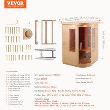 VEVOR 2 Person Far Infrared Hemlock Wood Sauna Brown