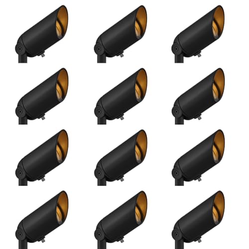 Hinkley Accent 12V MR16 Outdoor Landscape Spot Light Set of 12, Satin Black