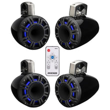 KICKER 2 Pair KMTCXL65 6.5" 300 Watt Multicolor LED Marine Tower Speakers Black