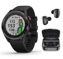 Wearable4U Garmin Approach S62 Premium GPS Black Golf Watch with Black Earbuds Bundle