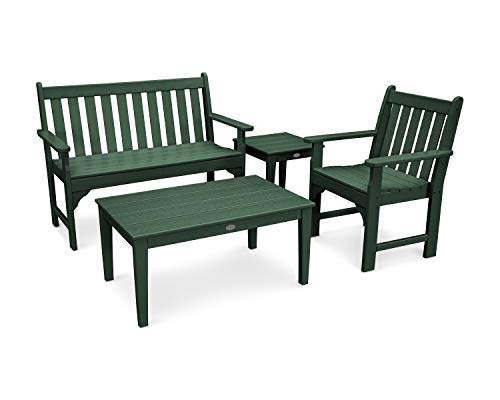 Polywood Vineyard 4-Piece Bench Seating Set (Green)