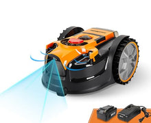 LawnMaster OcuMow Perimeter Wire Free Robot Lawn Mower Cuts Small Lawns 1000-2000 Square Feet with Optical Navigation, Obstacle Avoidance, Low Noise and No Go Functiont