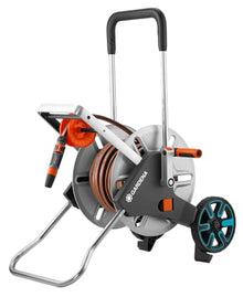 Gardena 18547 CleverRoll M Metal Frost-Proof Hose Cart with Easy Hose Guide, Includes: 85-Feet ½” Flex Hose, Cleaning Nozzle, and Connection Parts, Made in Germany