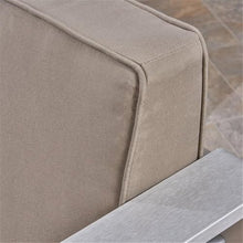 Noble House Cape Coral 4-Seater Aluminum Loveseat and Ottoman Set Silver/Kahki