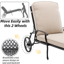 Luccalily Chaise Lounge Patio Chair Set of 2 with Wheels, Adjustable Reclining, Rust-Resistant Aluminum, Waterproof Beige Cushion