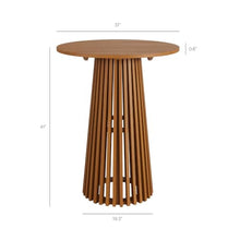 Modway Reed Teak Wood Patio 3-Piece Outdoor Bar Set in Natural - Round Bar-Height Table and 2 Bar Stools with Faux Rattan Seat and Back