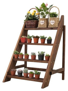 ZOCWJK Metal Plant Stand Display Holder with 4 Steps Ladder Design for Indoor and Outdoor Use Flower Pot Rack Storage Shelf for Home Garden Patio Decor,