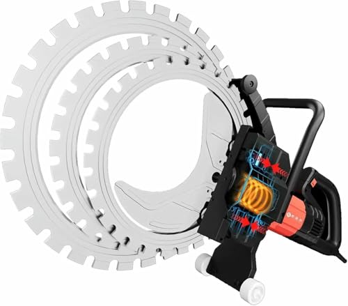 Electric Concrete Saw with Saw Blades, 8900W Toroidal Electric Concrete Cutting Saws, Wet Water Supply, Cutting Depth, Ring Saws Cutter for Slotting Brick