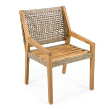 SRECELL Outdoor Patio Chairs Set of 6, Acacia Wood & Wicker Dining Chairs with Cushions, Teak Finish Outdoor Seating for Backyard, Patio, Garden Gatherings,6 Pack