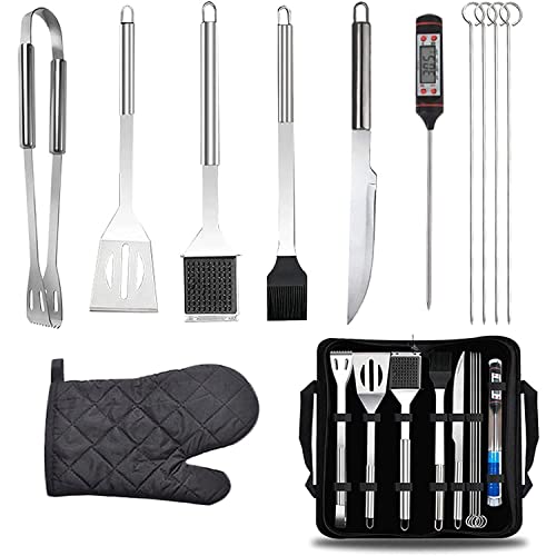 SDVantage BBQ Grill Set, 11 PCS BBQ Grill Accessories Set for Camp Chef, Professional Stainless Flat Top Grilling Accessories Set with Slotted Spatula,Heat Insulation Gloves, Cloth Bag