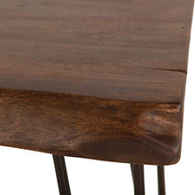 UKN Acacia Live Edge Rectangle Side Table in Natural Black Metal Reclaimed Look