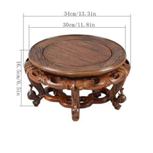 WOAITIANTIAN Vase Stand Round with Foot Wood Carving Pedestal Flowerpot Aquarium Ornamental Base(X-Large)