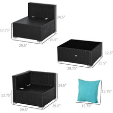 YWMLFZ Patio Furniture Sets Outdoor All Weather Rattan Sectional Sofa Set with Cushions & Tempered Glass Desktop