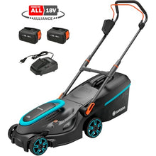Gardena Ready-To-Use PowerMax 37/36V P4A Battery Powered Lawn Mower: Up to 350 m², Cutting Width 37 cm, Capacity 45 L, Central Adjustable Cutting Height, PowerPlus Eco-Modus Engine (14638-20)