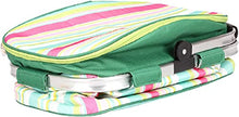 Oxford Cloth Insulated Picnic Basket Water Resistant Leakproof Collapsible Portable Cooler Basket Lunch Bag with Aluminum Handle for Women