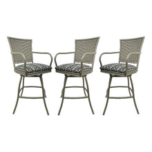 Tobias Designs Set of 3 Erin - Outdoor Indoor 34" Swivel Bar Stool - Simi Soft Grey on Beige