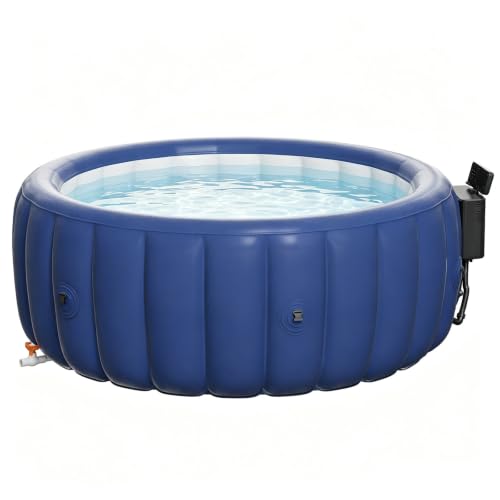 2-4 Person Inflatable Hot Tub, Round Portable Outdoor Spa, Safety-Grade Anti-Leak Protection, Skin-Friendly Material, Quiet Motor Operation, Tool-Free Simple Assembly
