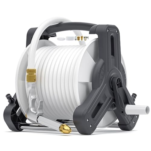 ZGLINMZ Wall Mounted Garden Hose Reel, Water Pipe Organizer, Garden Cleaning Hose Cart, Household Portable Irrigation Tool (A Hose Cart+40m Pipe)
