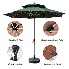 3WWWQMAA8 Outdoor Aluminum Patio Umbrella, Double Top Garden Parasol 9FT/2.7M Market Table Umbrella with Deck & Base for Deck, Pool, Beach (Color : Beige) (Khaki) (Green)
