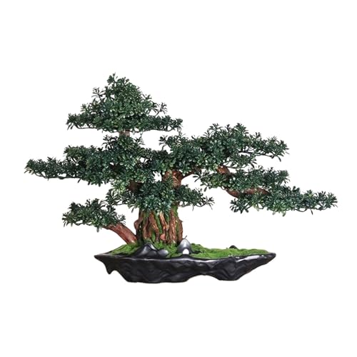 YXIANG56Q Fake Plants Chinese-Style Artificial Pine Tree Ornament for Living Room Cabinet and Office Decoration Bonsai Tree