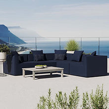 Lounge Sectional Sofa Set, Fabric, Blue Navy, Modern, Outdoor Patio Balcony Cafe Bistro Garden Hotel