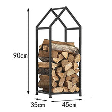 EliteBloom Firewood Storage Rack Iron Floor Wooden Firewood Shelf Firewood Storage Rack Black (Black 45 * 35 * 90Cm)