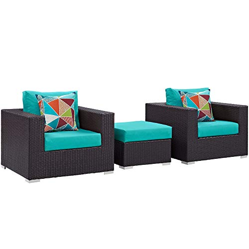 Ergode Convene Outdoor Sectional Set | Durable Rattan & Aluminum Frame | Weather-Resistant Cushions | Includes Ottoman & Armchairs
