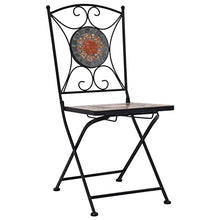 JKSVTF 3 Piece Mosaic Bistro Set Ceramic Tile Orange/Grey, Garden Table and Chairs, Garden Chairs Set, Patio Set, Outdoor Table and Chairs, Garden