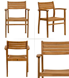 Amazonia Teak Victoria 9-Piece Teak Square Dining Set, Light Brown (Rinjani SQ_8Ninia)
