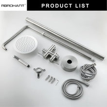 RBROHANT Freestanding Outdoor Shower Nickel, Height Adjustable Outside Showers for Backyard Garden Pool Beach, Outdoor Shower Fixtures with 10” Rain Shower Head and Handheld, Brushed Nickel