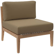 Modway Clearwater Outdoor Patio Teak Wood 6-Piece Sectional Sofa in Gray Light Brown