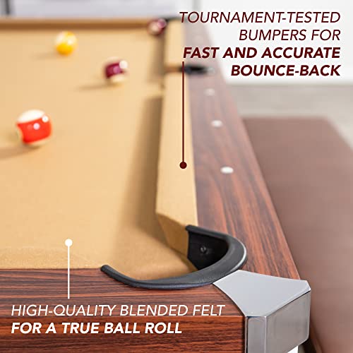 Hathaway Newport 7-ft Pool Table Tennis Combination with Dining Top, Two STO Newport II 7-ft Pool Table Combo Set with Benches - White with Camel Felt - Walnut