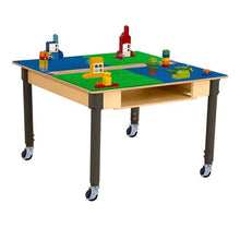 Contender Time-2-Play 35" Square Build & Learn Table with Trough & Shelf, Blue & Green