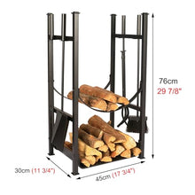 DJVHSRI Outdoor Fireplace Firewood Rack Firewood Log Rack 2-Tier Fireside Wood Stacker with Fireplace Tools Sets, Indoor Outdoor Firewood Holders for Storing Log, Farmhouse Bonfi,