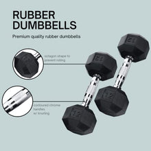 Ader Free Weights Set Black Rubber Coated Octagon Dumbbells