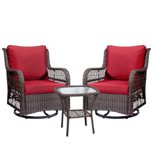 IDEALHOUSE 2024 Patio Furniture Bistro Set 3-Piece Swivel Rocking Wicker Chairs Red