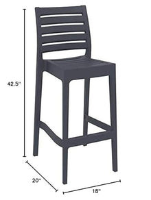 Home Square 29.5" Outdoor Bar Stool in Dark Gray - Set of 2